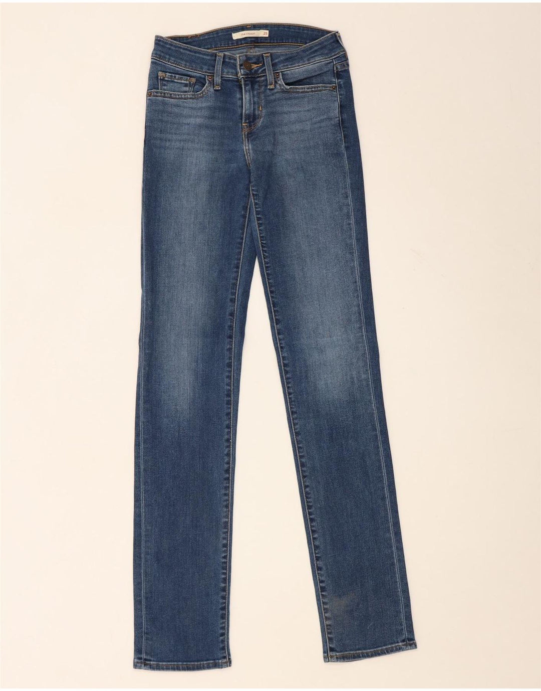 Levi's ženske 714 ravne traperice W25 L34 plavi pamuk