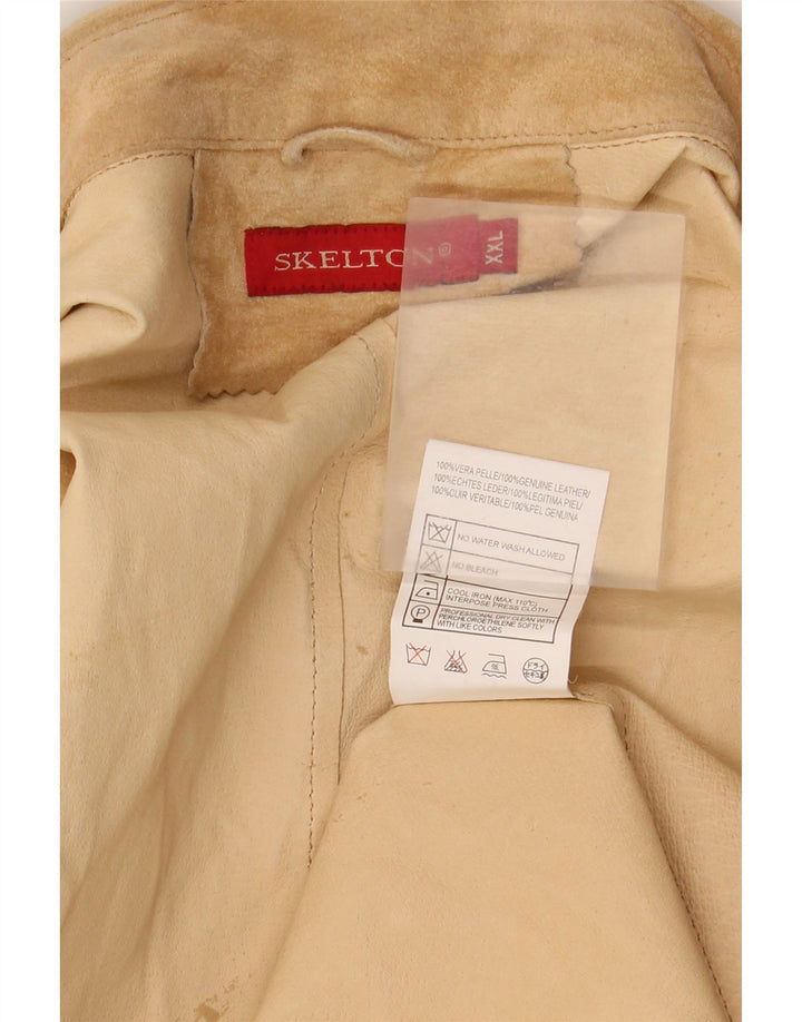 VINTAGE muška jakna od brušene kože s 3 gumba UK 44 2XL bež koža