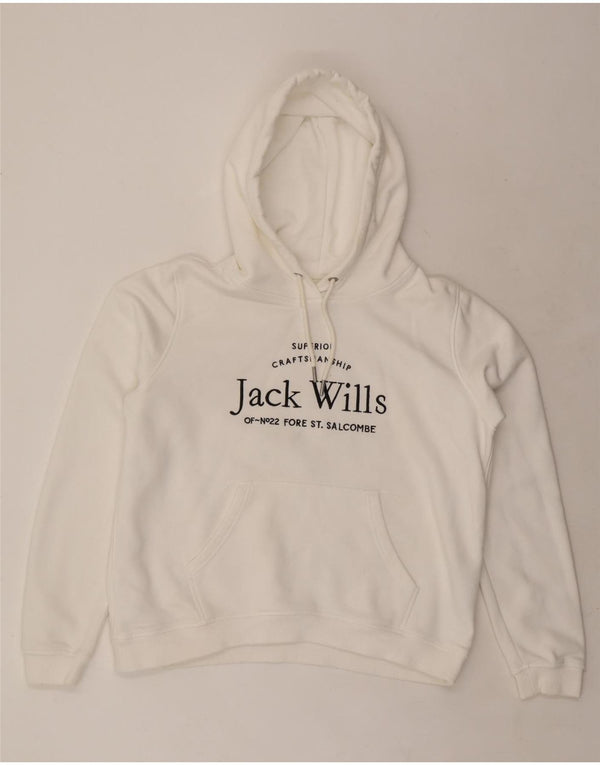 JACK WILLS Ženska prevelika majica s kapuljačom s kapuljačom UK 16 Veliki bijeli pamuk