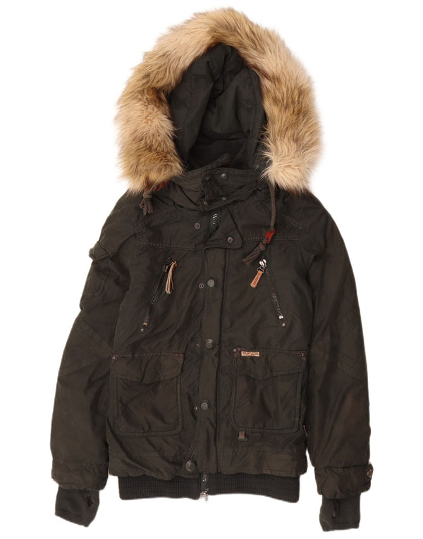 KHUJO ženski podstavljeni kaput s kapuljačom UK 12 Srednji kaki poliester