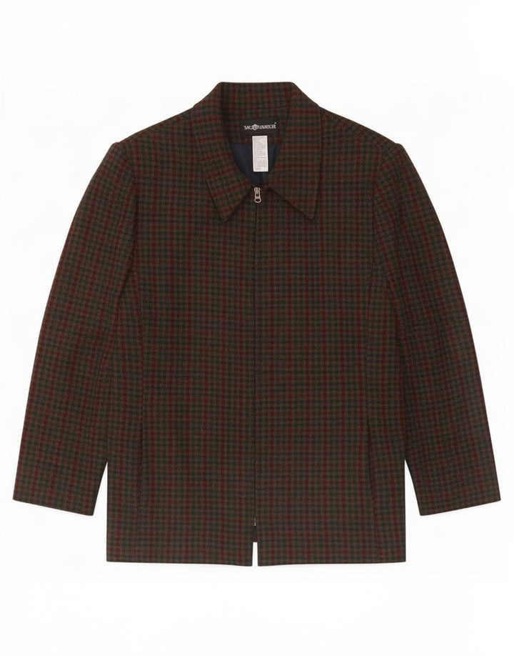 Ženska jakna Sag Harbor s punim patentnim zatvaračem UK 18 XL Zelena gingham vuna
