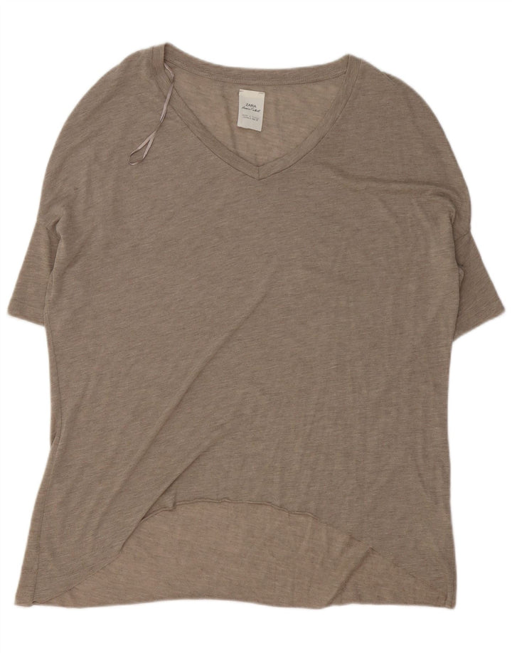 Zara ženska prevelika majica kratkih rukava UK 10 Small Beige Poliester