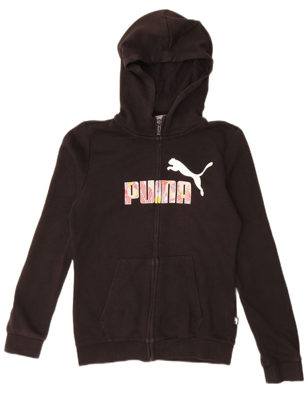 Puma Girls Graphic Zip pulover s kapuljačom 13-14 godina crni pamuk