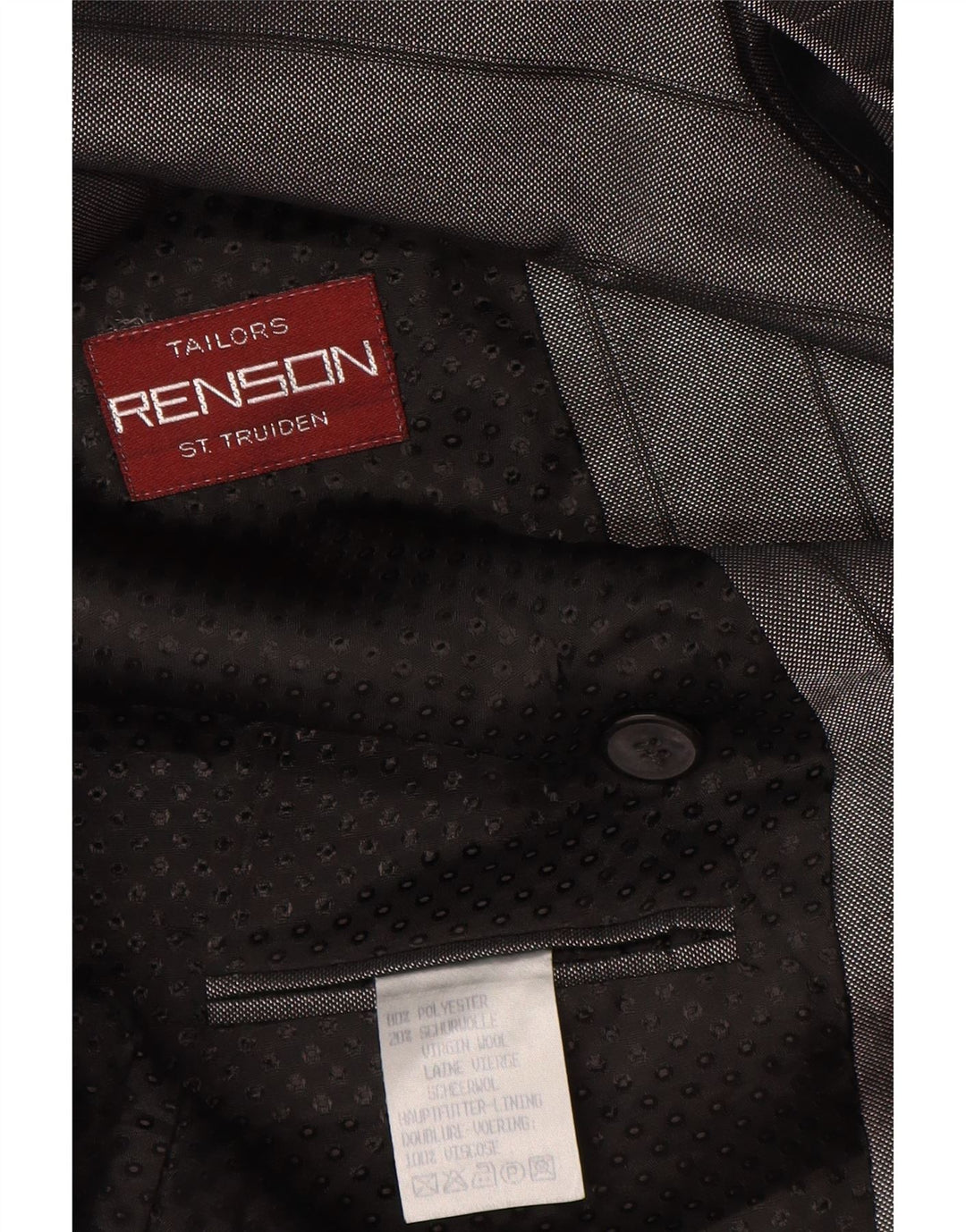 Vintage muški sako jakna UK 38 srednje sivi prugasti poliester