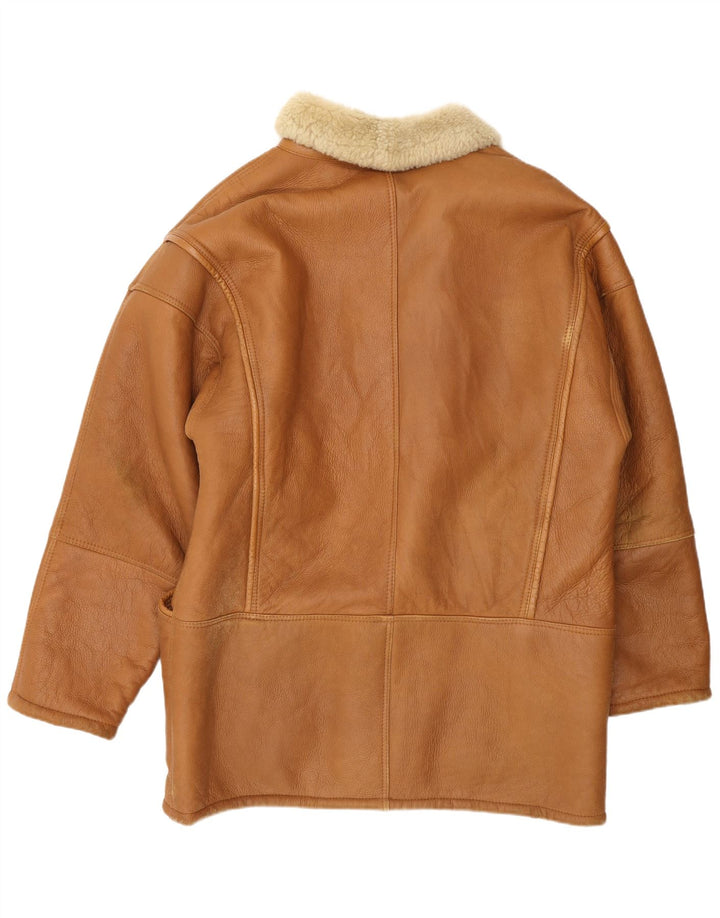 Vinci Mens Shearling Jacket UK 40 Large Brown Leather
