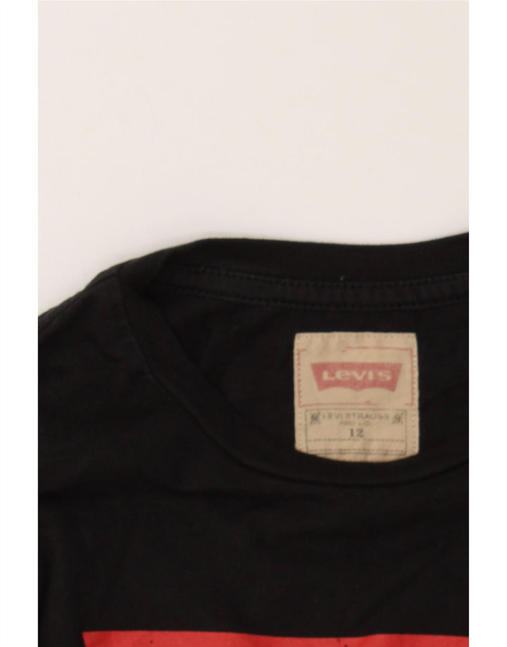 LEVI'S Boys Graphic Top Long Sleeve 11-12 Years Black Cotton Vintage Levi's and Second-Hand Levi's from Messina Hembry 