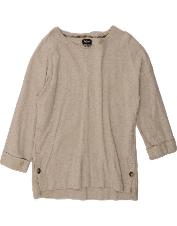 BARBOUR Womens Top Long Sleeve UK 12 Medium Beige Cotton Vintage Barbour and Second-Hand Barbour from Messina Hembry 