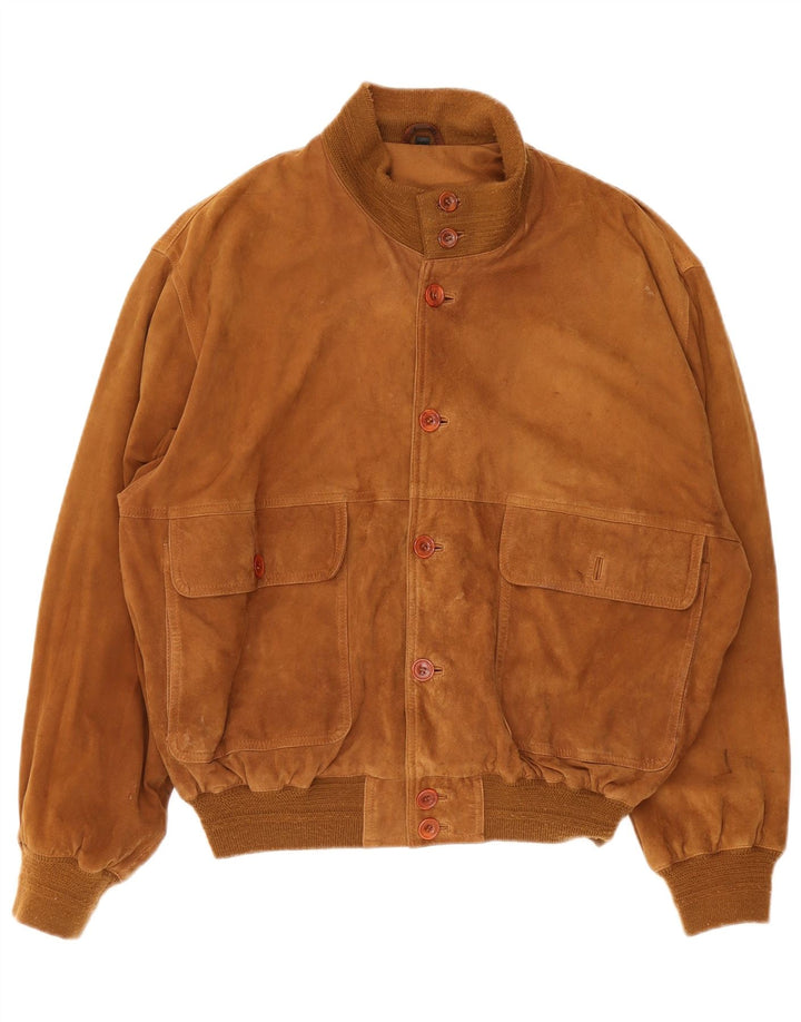 Vintage muška bomber jakna od brušene kože IT 48 srednje smeđa