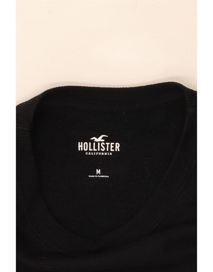 HOLLISTER Mens Graphic Sweatshirt Jumper Medium Black Cotton Vintage Hollister and Second-Hand Hollister from Messina Hembry 