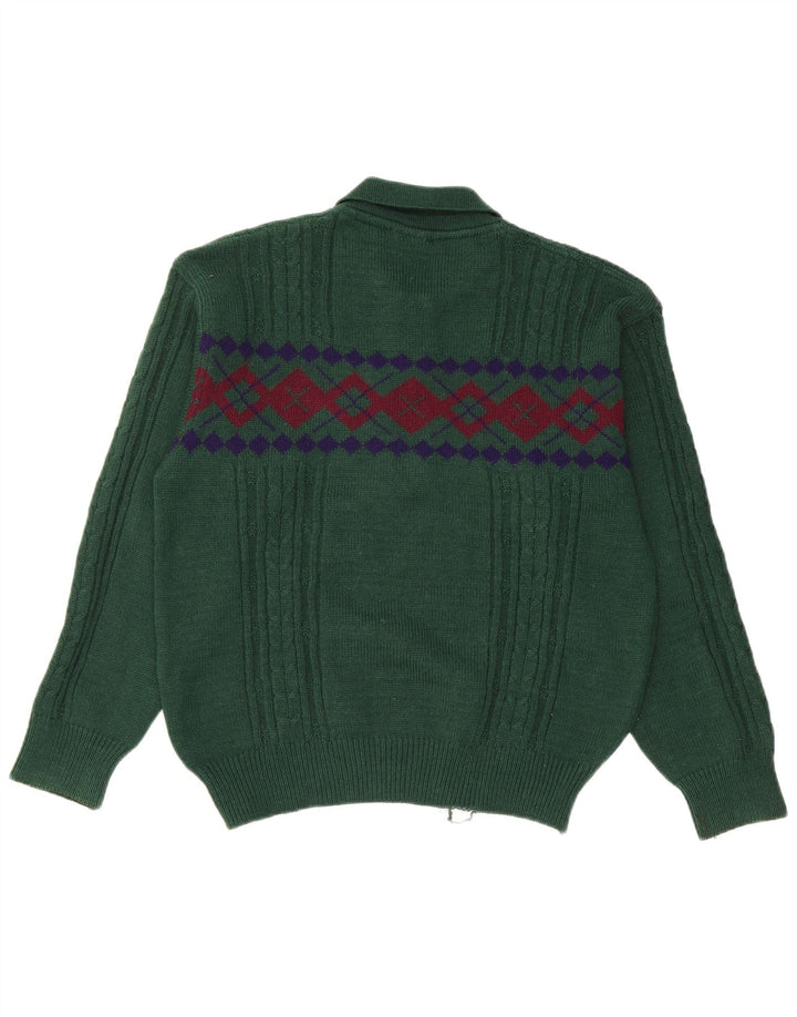 KAPPA muški džemper s polo ovratnikom srednje zelene geometrijske vune