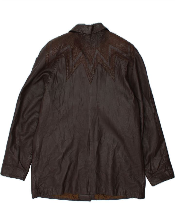 VINTAGE Womens Loose Fit Leather Coat EU 46 XL Brown Vintage Vintage and Second-Hand Vintage from Messina Hembry 
