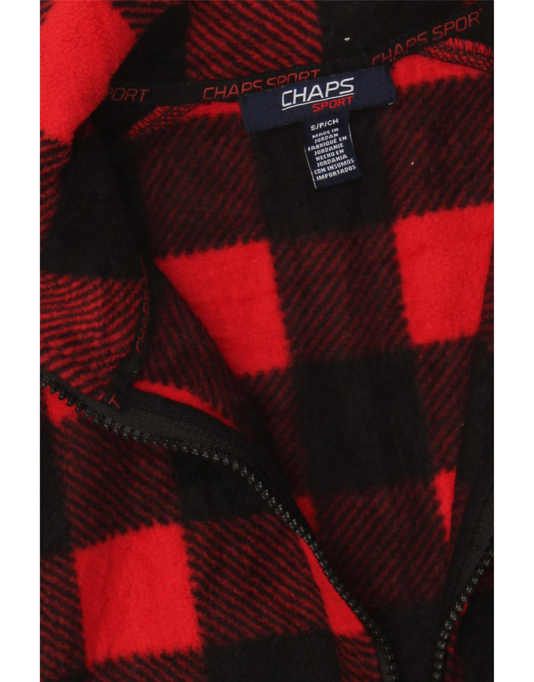 CHAPS Womens Fleece Jacket UK 10 Small Red Check Polyester Vintage Chaps and Second-Hand Chaps from Messina Hembry 
