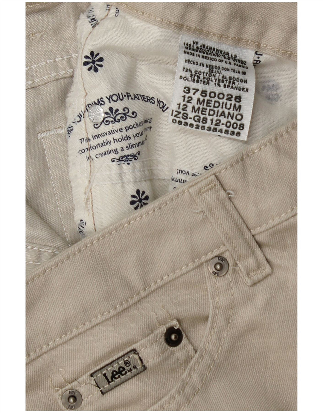 LEE Womens Casual Shorts US 12 Large W32  Beige Cotton