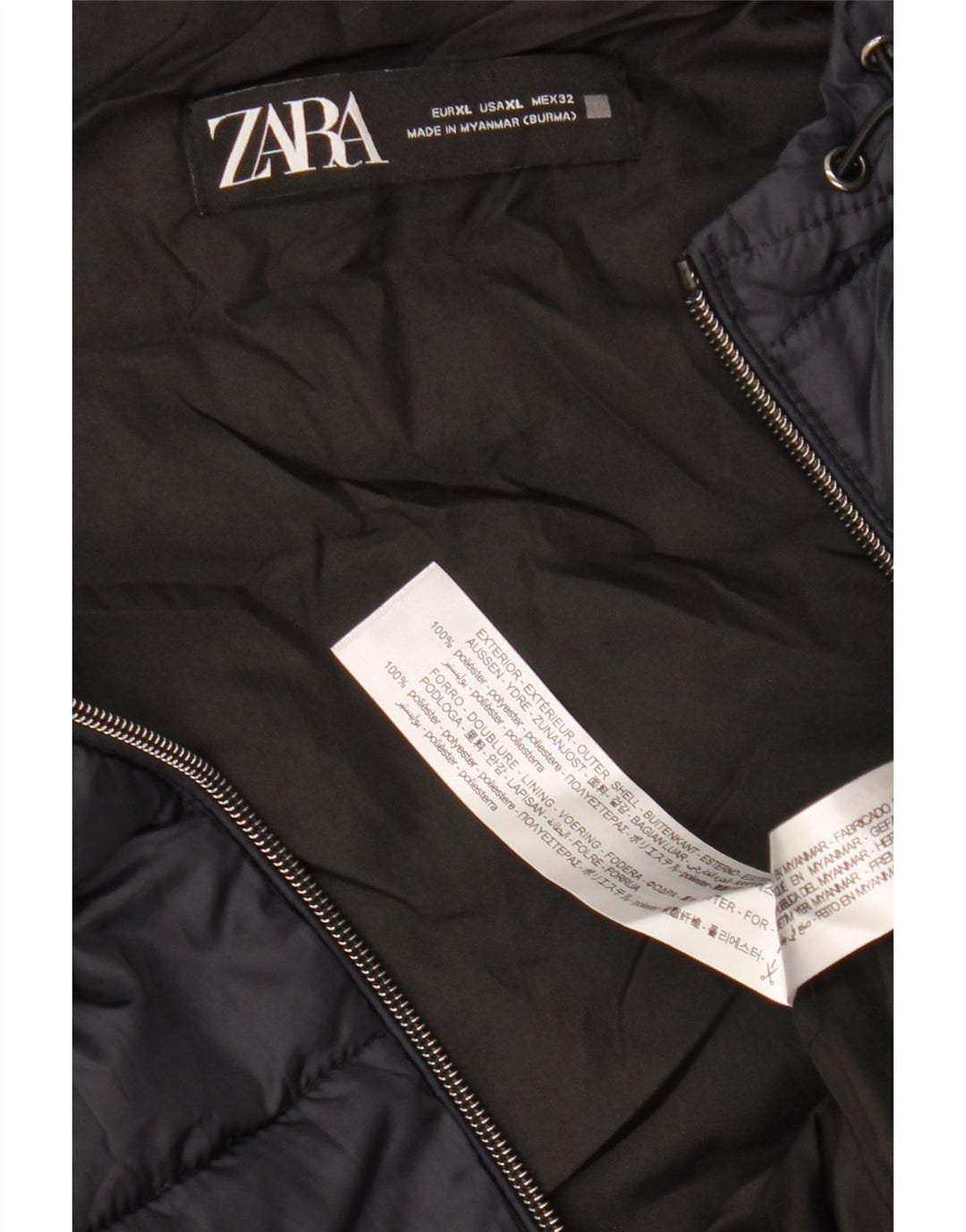 ZARA ženska podstavljena jakna s kapuljačom UK 18 XL tamnoplavi poliester