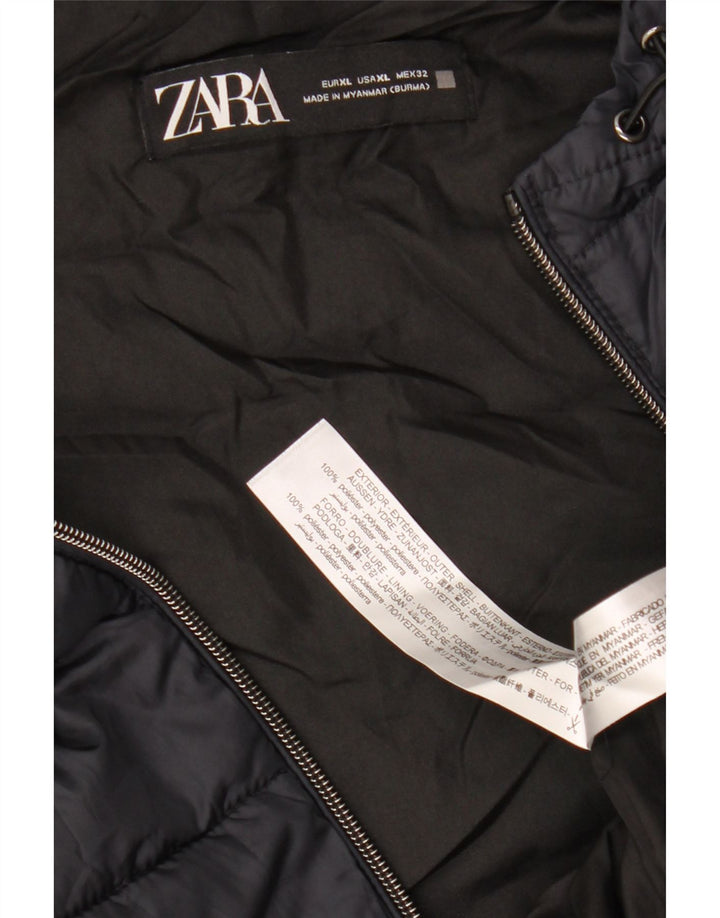 ZARA ženska podstavljena jakna s kapuljačom UK 18 XL tamnoplavi poliester