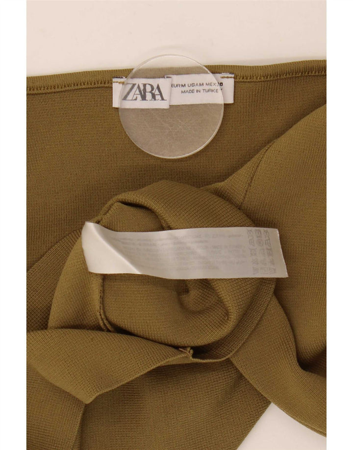 Zara ženski kratki rukav dugih rukava UK 12 Srednji kaki poliester