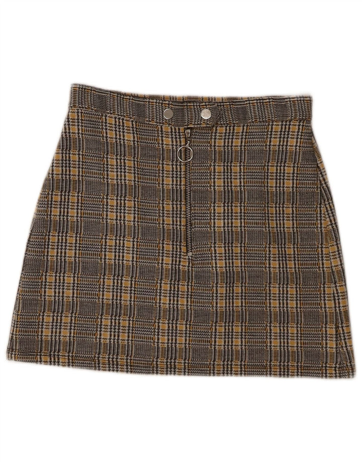Topshop ženska mini suknja UK 8 mala W28 sivi karirani poliester