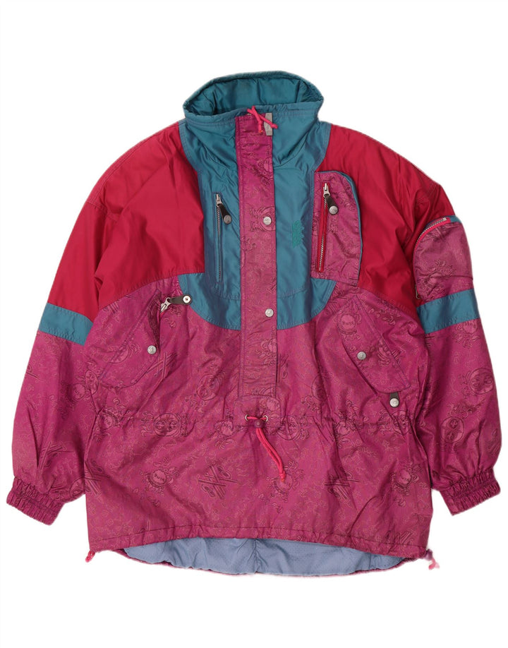 Vintage ženski pulover Prevelika skijaška jakna UK 16 Large Pink Colourblock