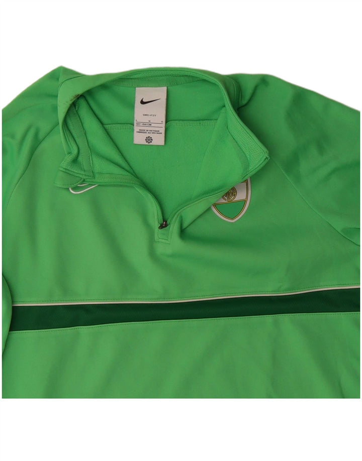 Nike Boys Alba Roma Zip Neck Pulover Top Trenirka 12-13 Years Large Green