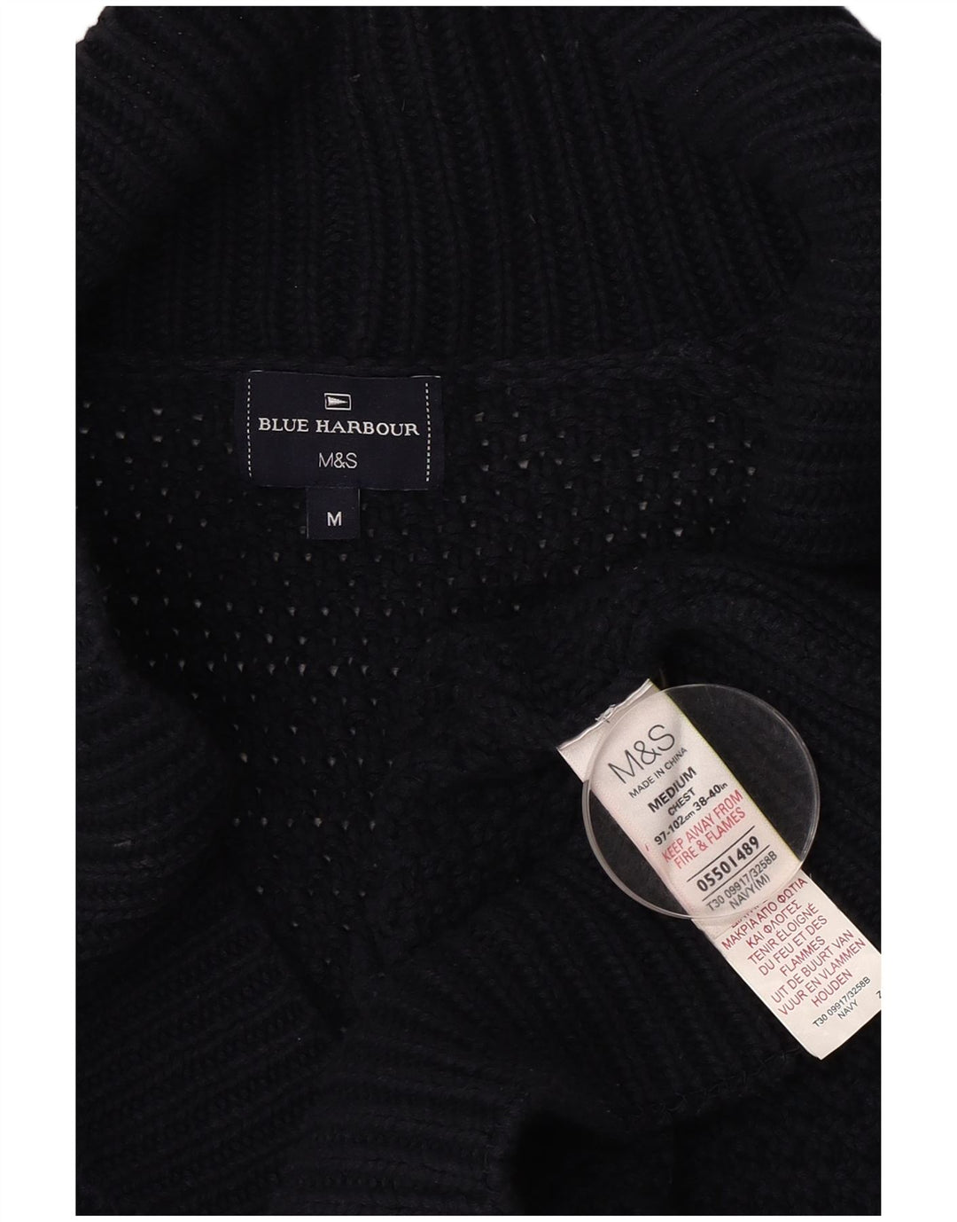 MARKS & SPENCER Muški kardigan pulover Srednje tamnoplavi pamuk