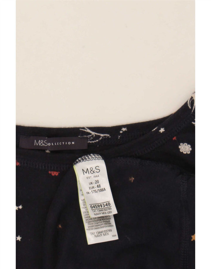 Marks & Spencer ženska majica s apstraktnim uzorkom 3/4 rukava UK 20 2XL tamnoplava