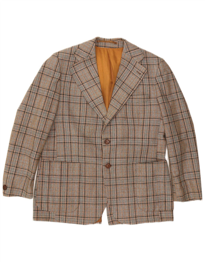 VINTAGE muška jakna sa 2 gumba UK 40 veliki sivi karirani poliester