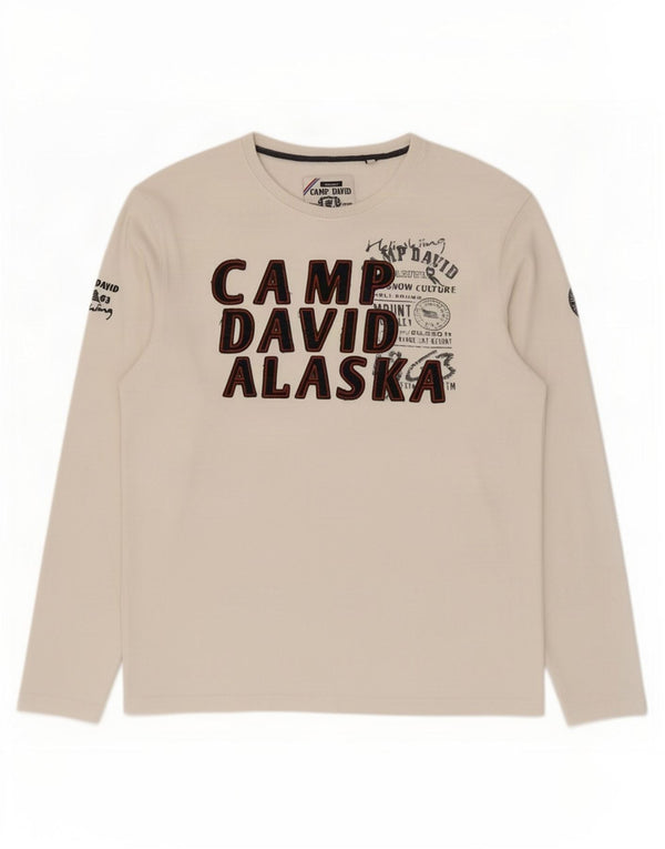 Camp David muška grafička majica dugih rukava XL bijeli pamuk