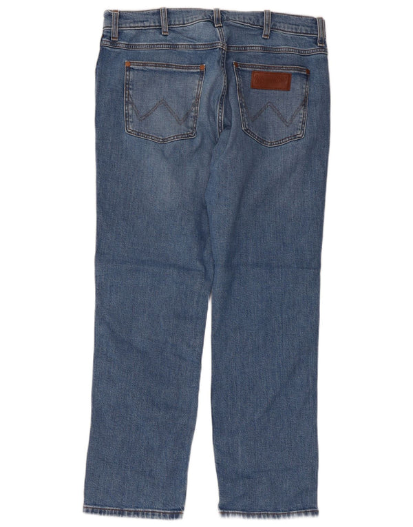 Wrangler Mens Greensboro Regular Straight Jeans W34 L30 Plavi pamuk