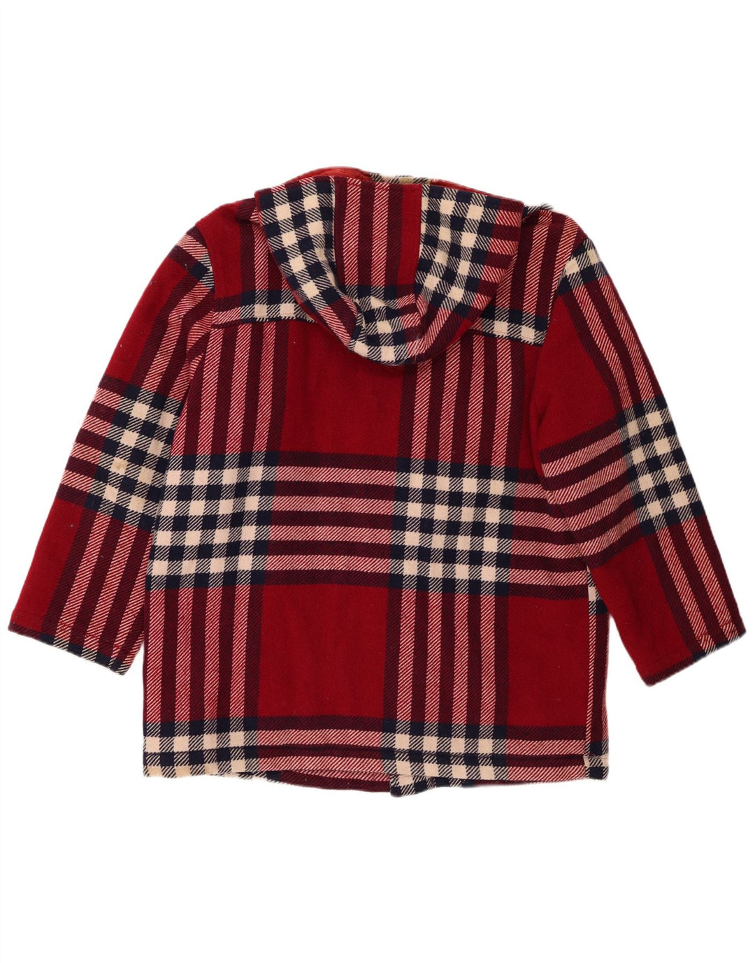 BENETTON ženski kaput s kapuljačom UK 18 XL, crvena karirana vuna