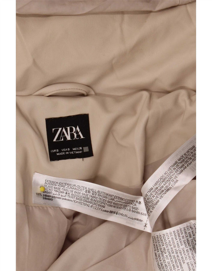 Zara ženska prevelika podstavljena jakna s kapuljačom UK 10 Mala bež poliester