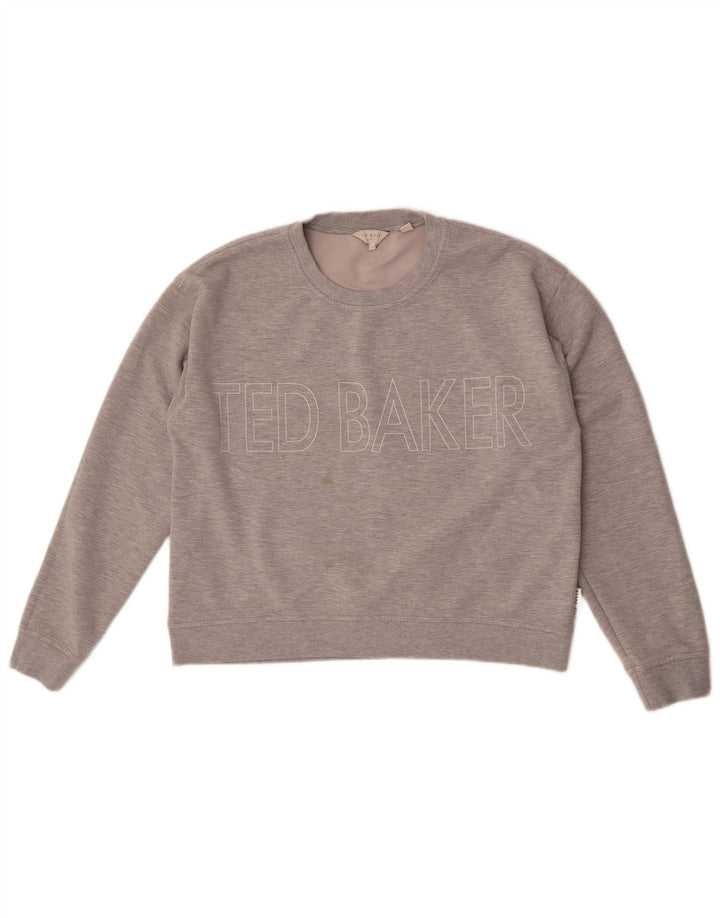 Ženski džemper Ted Baker s grafičkim motivima, veličina 4, velike sive mrlje