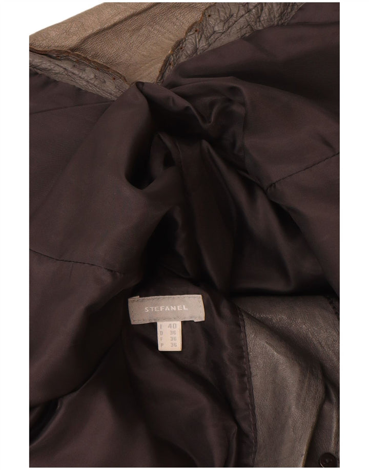 Stefanel ženska kožna jakna sa 2 gumba IT 40 mala siva koža