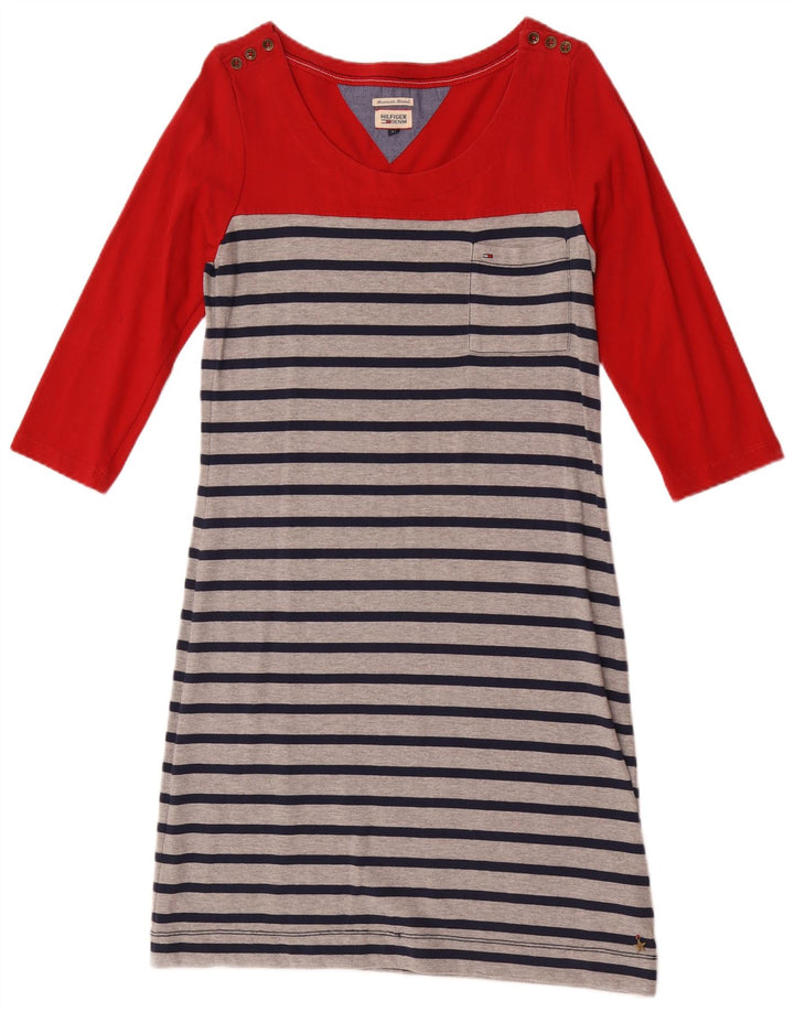 Tommy Hilfiger ženska osnovna haljina 3/4 rukava UK 12 srednje crvene pruge