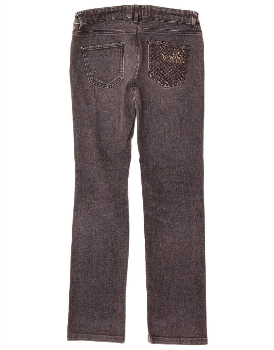 MOSCHINO Ženske ravne traperice W30 L31 crni pamuk