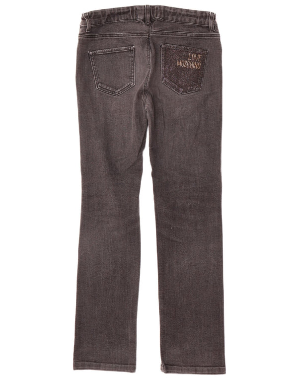 MOSCHINO Ženske ravne traperice W30 L31 crni pamuk