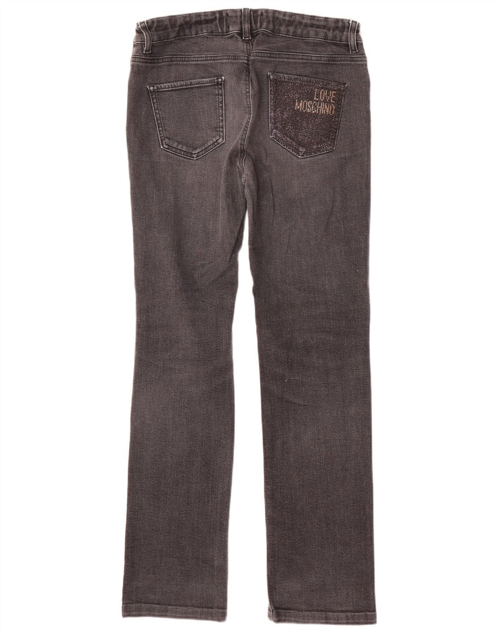 MOSCHINO Ženske ravne traperice W30 L31 crni pamuk