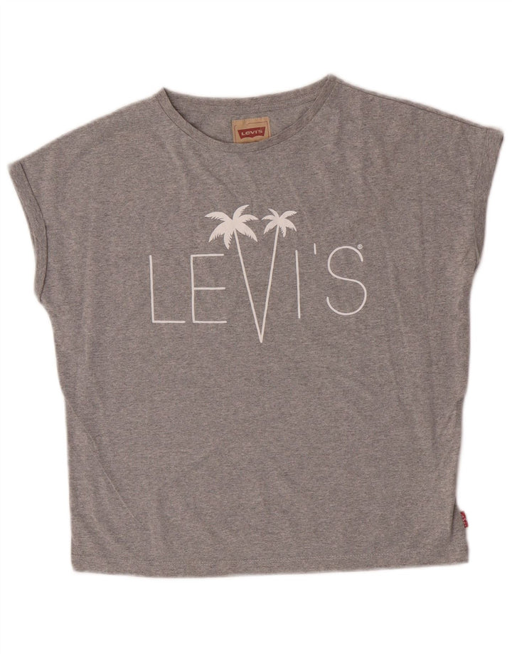 Levi's majica kratkih rukava s grafičkim motivima za djevojčice 13-14 godina sivi poliester