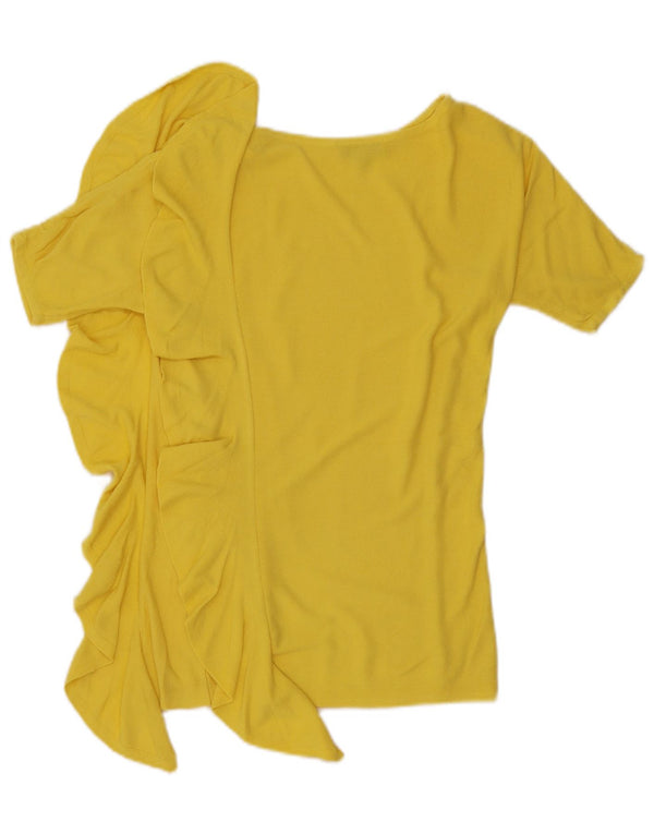 Laura Ashley Ženska prednja bluza s volanima UK 10 Small Yellow Rayon