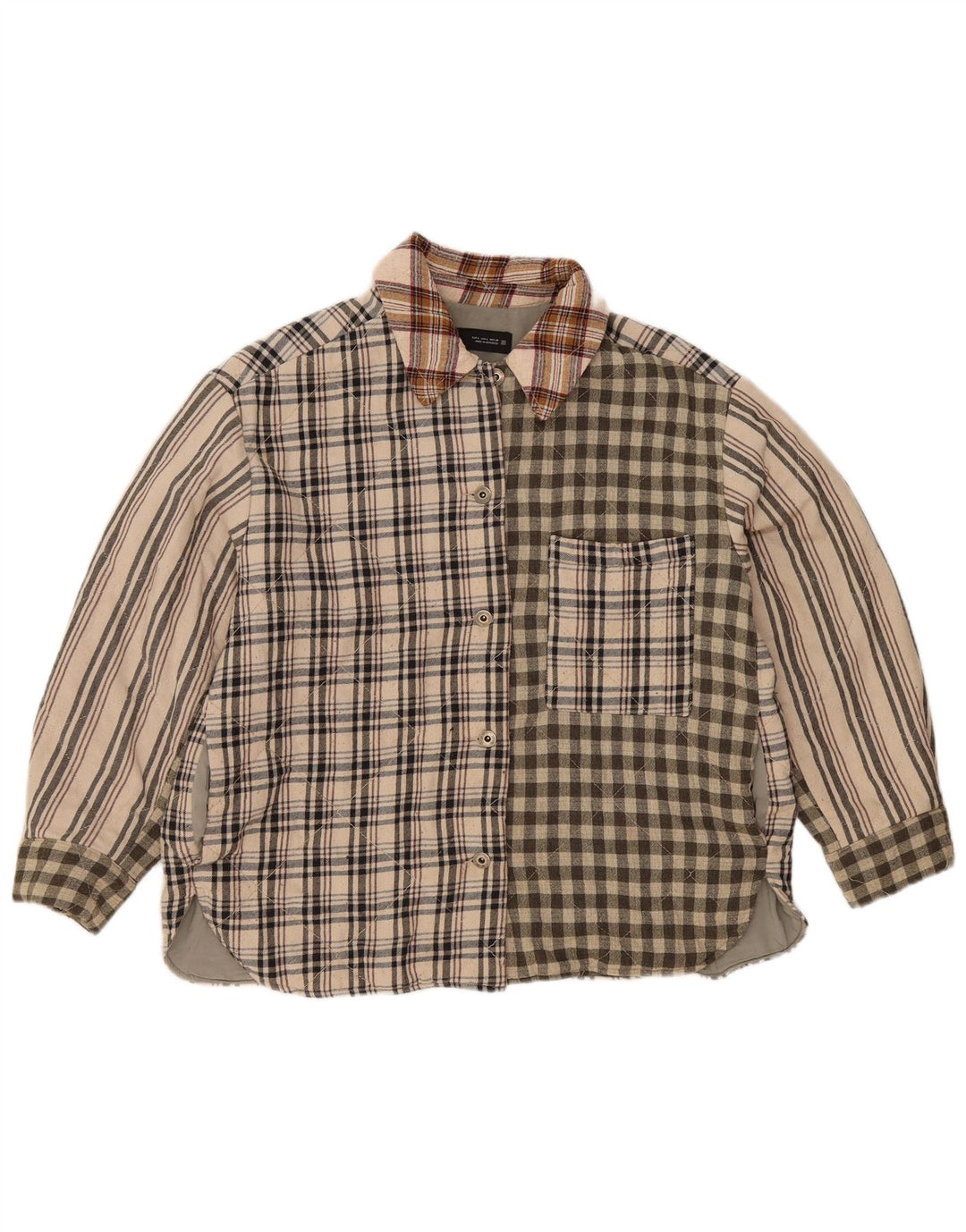 Zara ženska košulja od flanela Lumberjack UK 16 veliki bež patchwork poliester