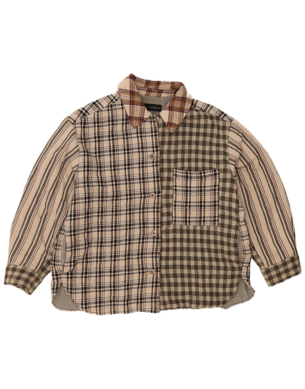 Zara ženska košulja od flanela Lumberjack UK 16 veliki bež patchwork poliester