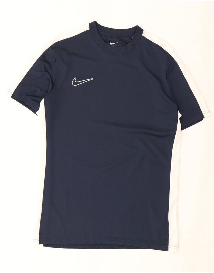 Nike Dri Fit Slim T-Shirt Top Medium Navy Blue Colourblock Poliester