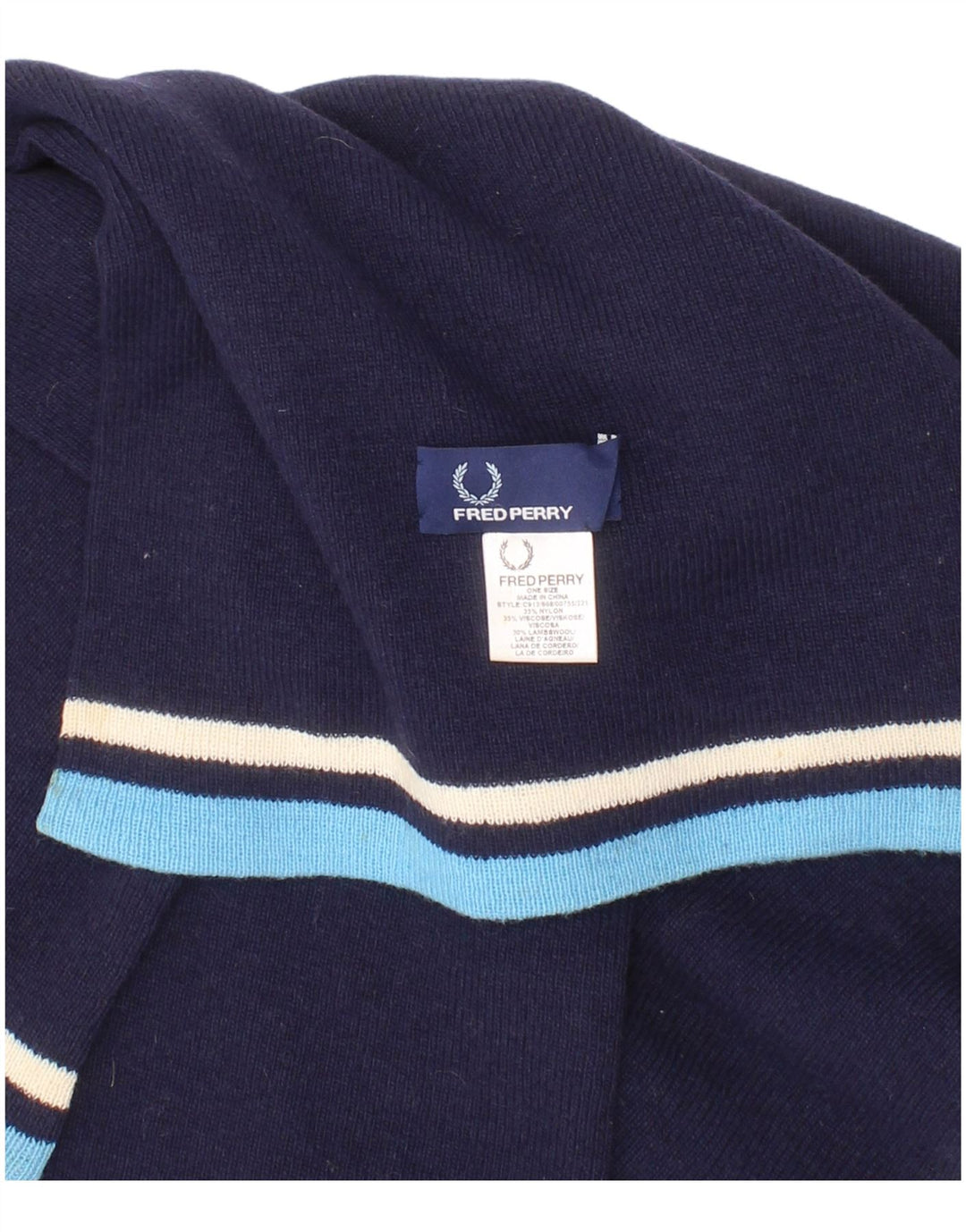 Fred Perry muški pravokutni šal jedna veličina tamnoplavi prugasti najlon