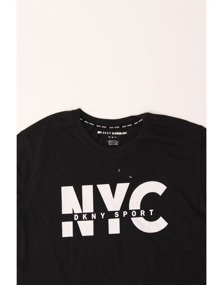 DKNY Mens Graphic T-Shirt Top Medium Black Cotton Vintage Dkny and Second-Hand Dkny from Messina Hembry 