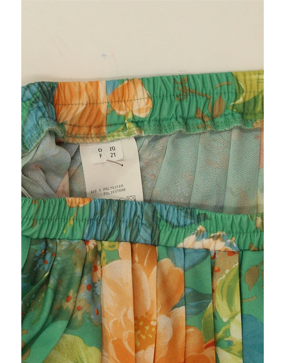 VINTAGE Womens Pleated Skirt W28 Medium  Green Floral Polyester Vintage Vintage and Second-Hand Vintage from Messina Hembry 