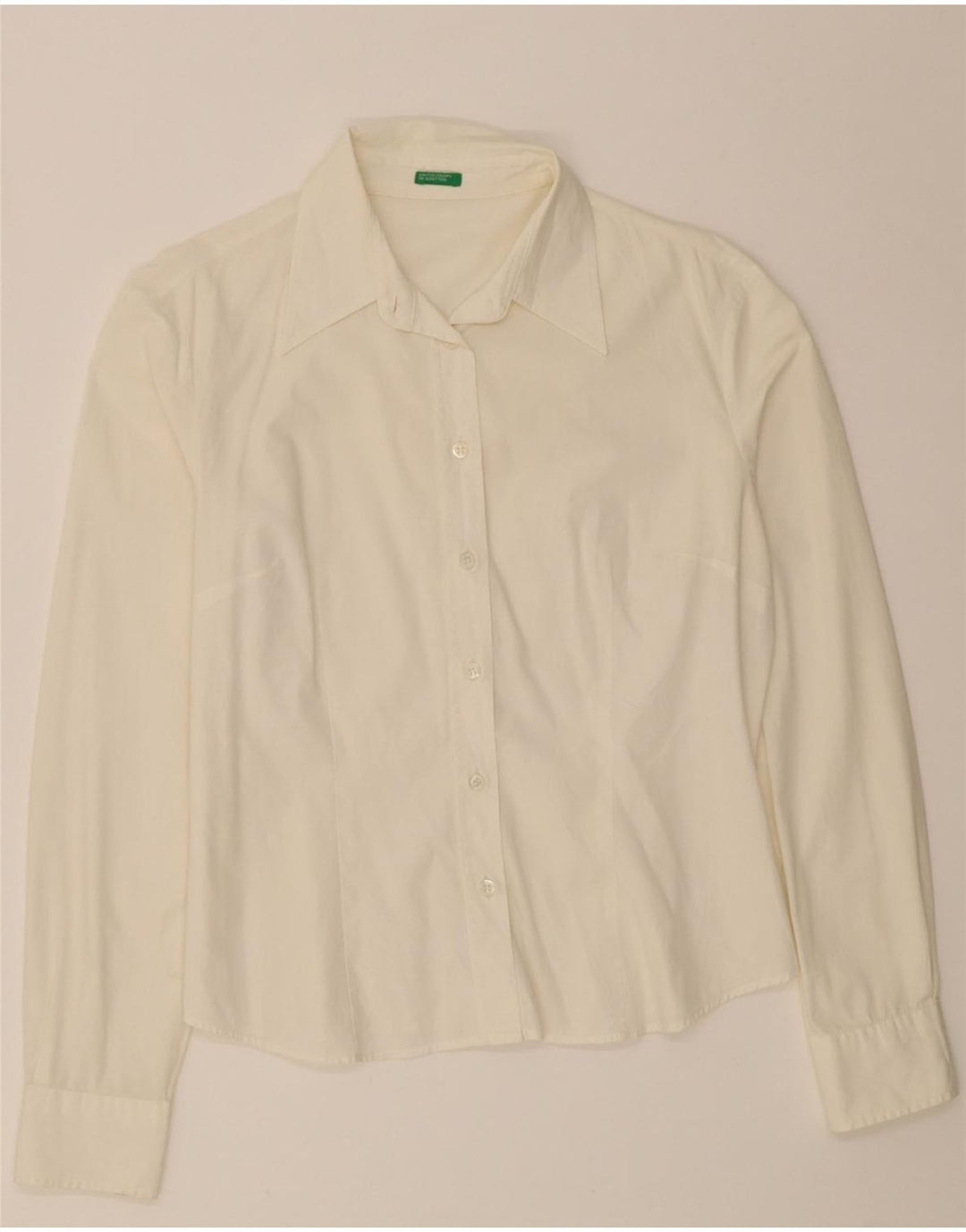 BENETTON Womens Shirt UK 16 Large Off White Cotton Vintage Benetton and Second-Hand Benetton from Messina Hembry 