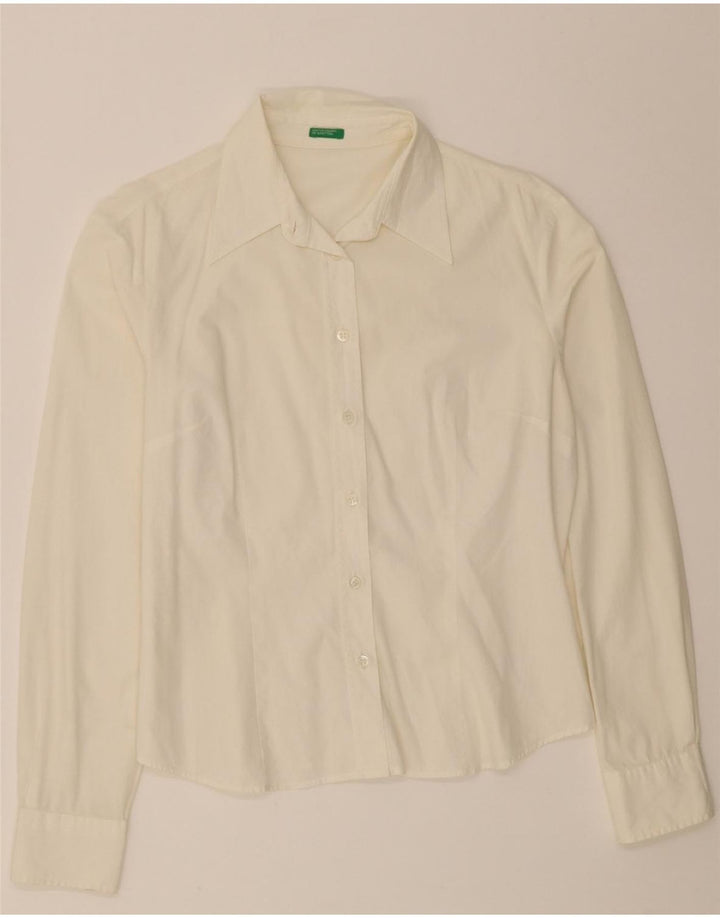 BENETTON Womens Shirt UK 16 Large Off White Cotton Vintage Benetton and Second-Hand Benetton from Messina Hembry 