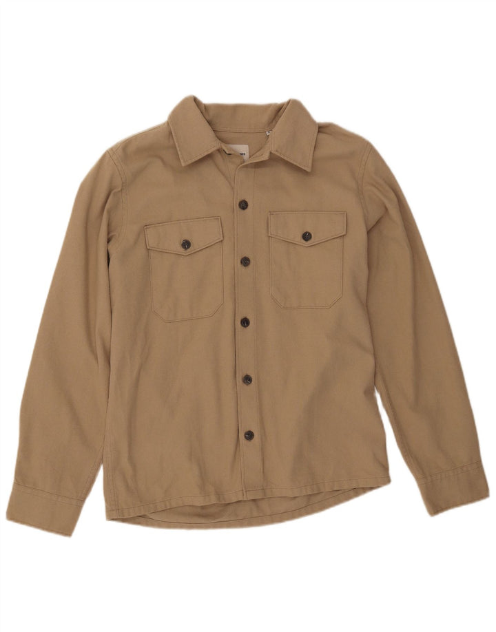 JACK & JONES Muška flanelska košulja, mala, bež pamuk