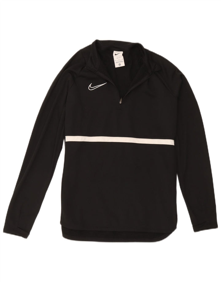 Nike Dri Fit majica s izrezom na patent i gornji dio trenirke srednje crne boje