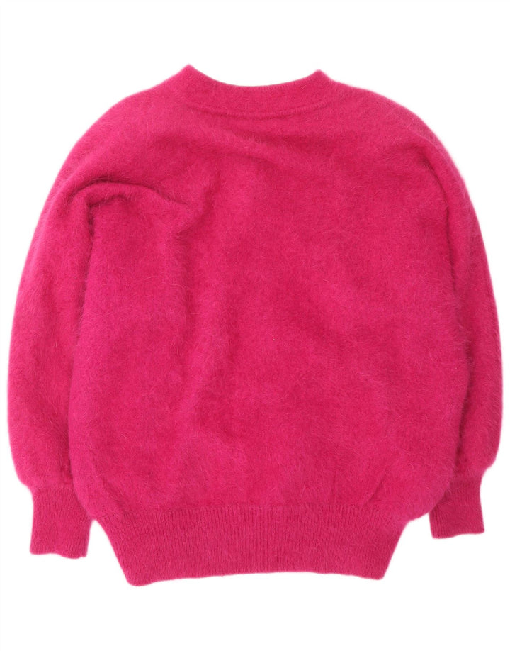 VINTAGE ženski kardigan pulover UK 20 2XL Pink Angora
