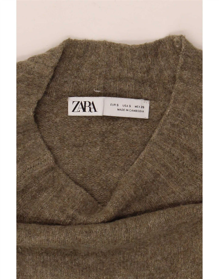Zara ženski pulover s velikim ovratnikom, UK 10, mali zeleni